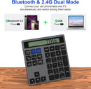 NÖRDIC Slim 34-tangenters numerisk knappsats med Bluetooth och display, 2-i-1 dataregistrering + kalkylator för laptop, MacBook, Mac, Surface, PC och Chrome
