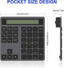 NÖRDIC Slim 34-tangenters numerisk knappsats med Bluetooth och display, 2-i-1 dataregistrering + kalkylator för laptop, MacBook, Mac, Surface, PC och Chrome