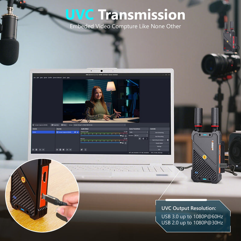 NÖRDIC Trådlös HDMI Sändare och Mottagare, 1080P Full HD Trådlöst Video-överföringssystem med Loop Out, 400m