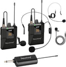 NÖRDIC UHF Wireless Microphone Headset System -Wireless Headset Mic System, with Lavalier Lapel Mics, 60m Range, 1/8'' and 1/4'' Plug