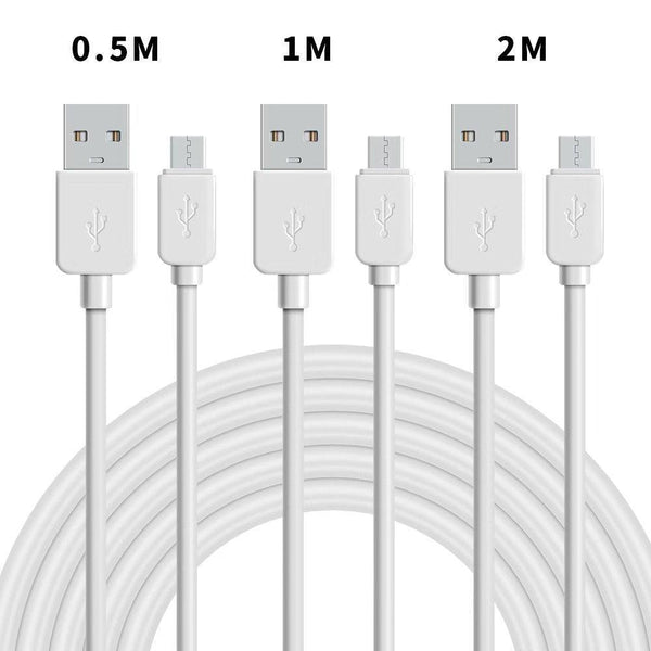 NÖRDIC USB2.0 A hane till Micro B hane Kabelkit  3-pack 0,5m+1m+2m  480Mbps 2,4A vit för Android mobiler och surfplattor