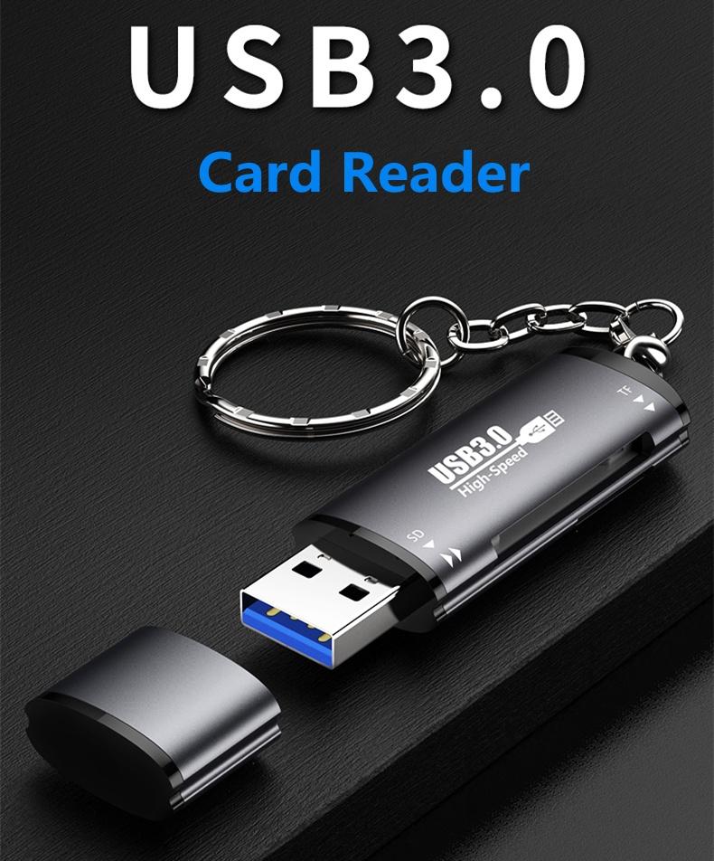 NÖRDIC USB-A 5Gbps SD och TF-minneskortläsare