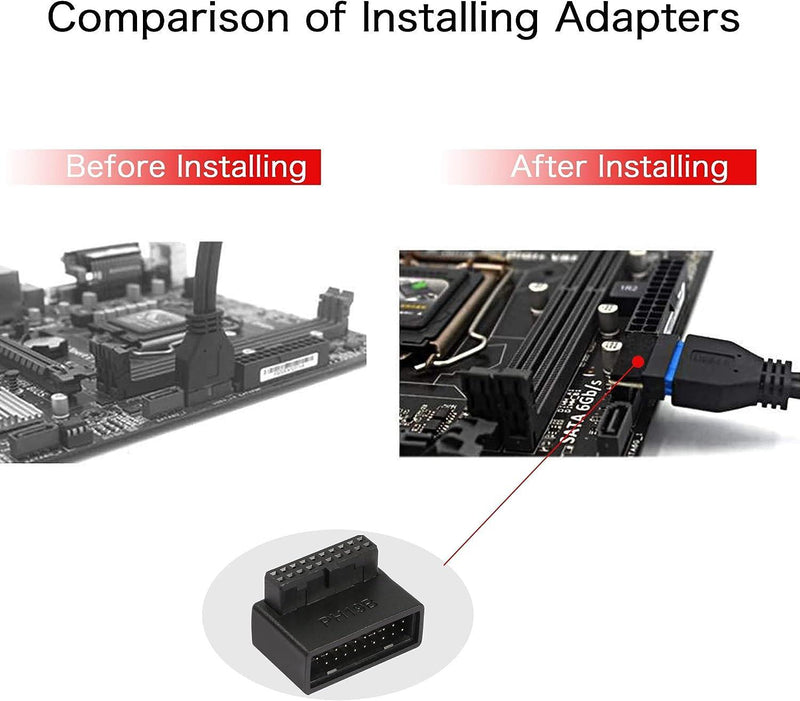 NÖRDIC USB3.0 adapter 19/20pin vinklad hane till hona