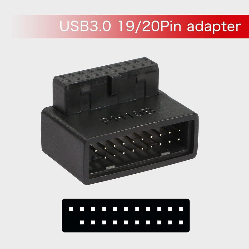 NÖRDIC USB3.0 adapter 19/20pin vinklad hane till hona