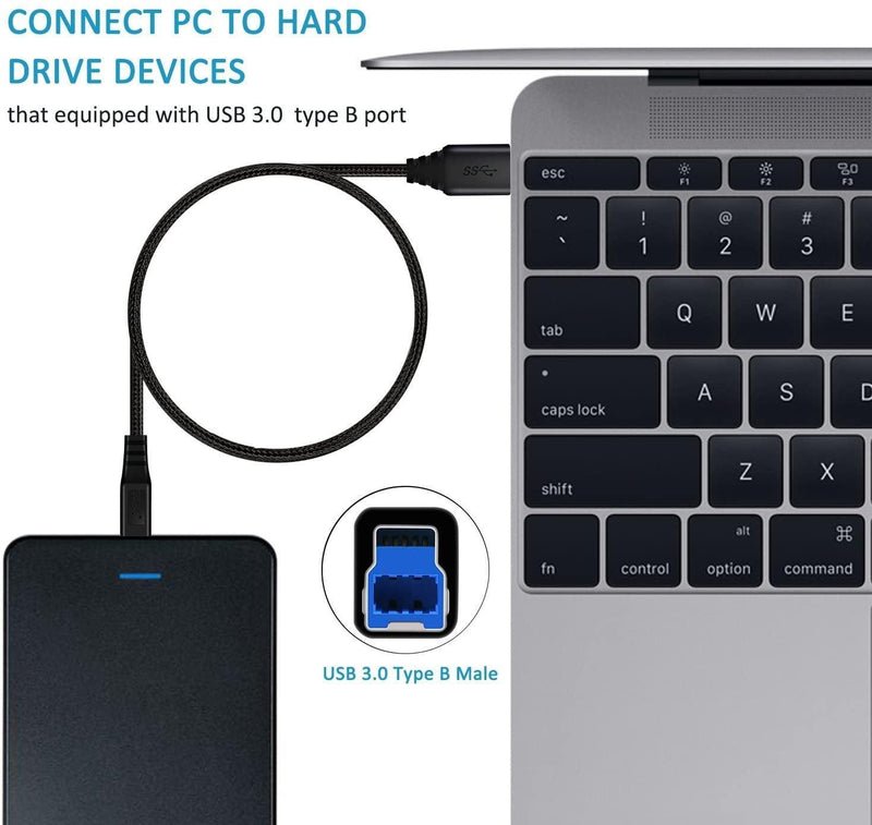 NÖRDIC USB 3.1 kabel USB C till USB B 5Gbps 1m USB skrivarkabel