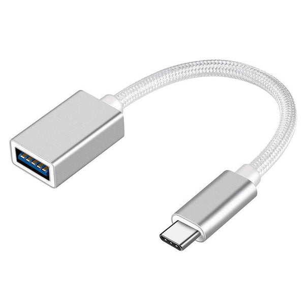 NÖRDIC USB3.2 Gen1 5Gbps USB-A OTG till USB-C adapter aluminium 50cm silver OTG till USB-C  Kabel