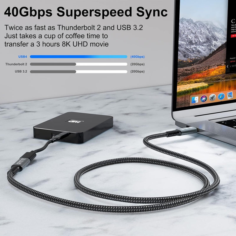 NÖRDIC USB 4 förlängningskabel 50cm 40Gbps 240W 8K60Hz