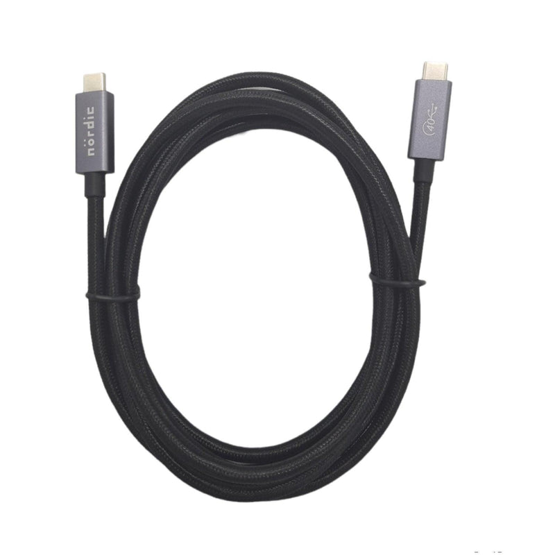 NÖRDIC USB4 kabel 1,5m 40Gbps data 8K video PD 100W kompatibel med Thunderbolt 3