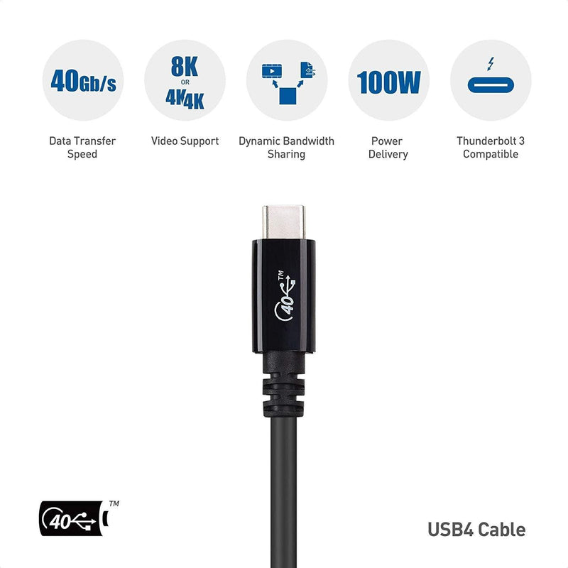 NÖRDIC USB4 kabel 3m 40Gbps data 8K video PD 100W kompatibel med Thunderbolt 3