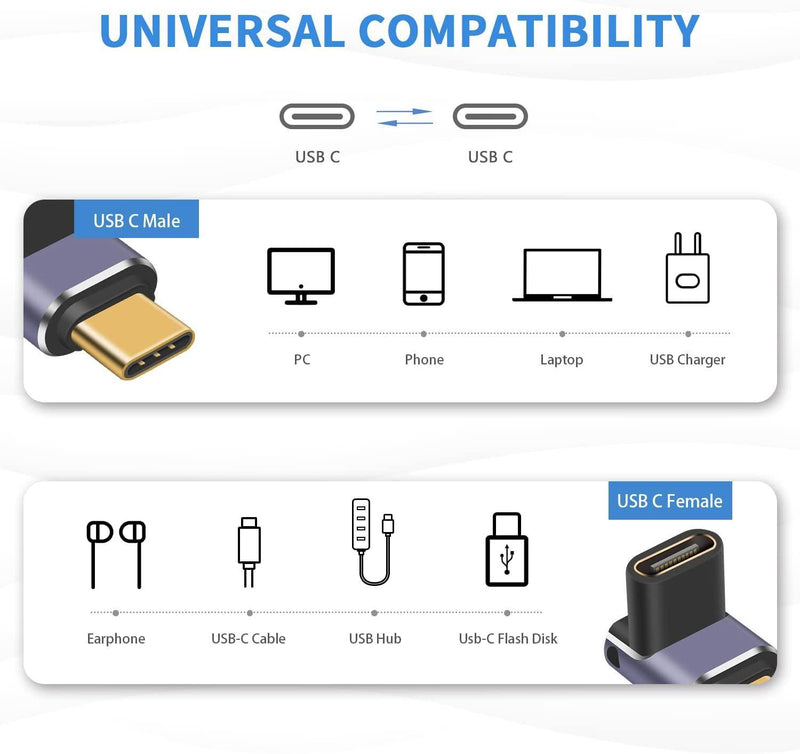 NÖRDIC USB4 vinklad adapter hane till hona 40G 8K60Hz PD100W