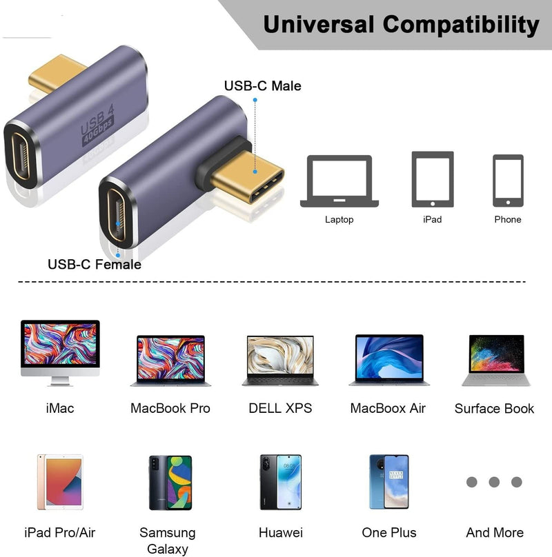 NÖRDIC USB4 vinklad adapter hane till hona 40G 8K60Hz PD100W