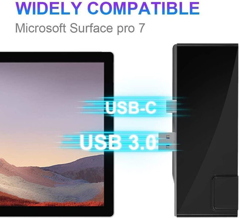 NÖRDIC USB 7-Port dockningstation för MicroSoft Surface Pro7 1xHDMI4k30Hz 2xUSB-A 5Gbps 1xUSB-C PD87W 1xRJ45 LAN och 1xTF och 1xSD