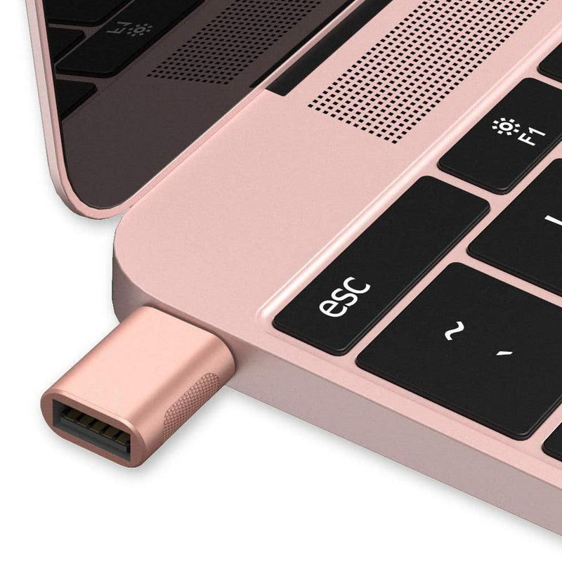 NÖRDIC USB A 3.0 OTG hona till USB C hane adapter Aluminium rose gold OTG USB-C adapter synk och laddning