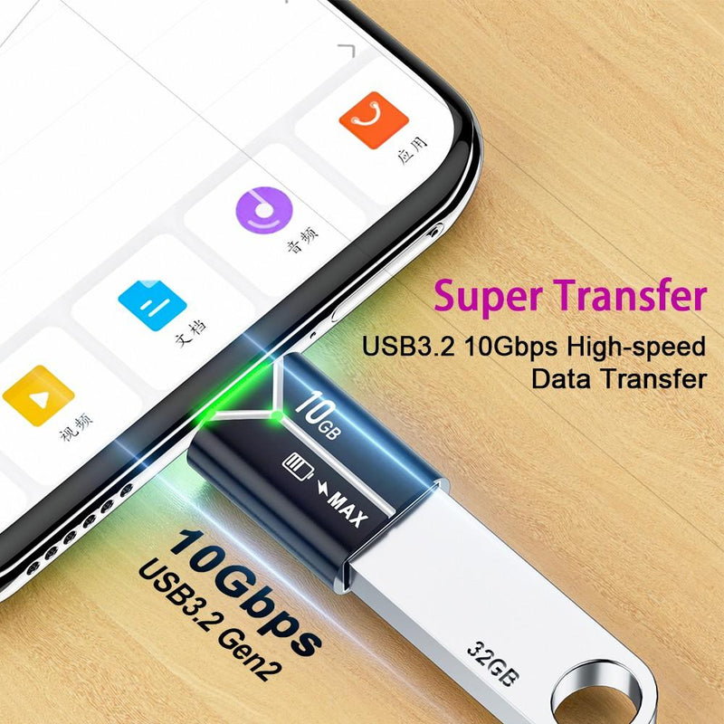 NÖRDIC USB-A OTG hona till USB C hane adapter USB 3.2 Gen 2 10Gbps, Svart