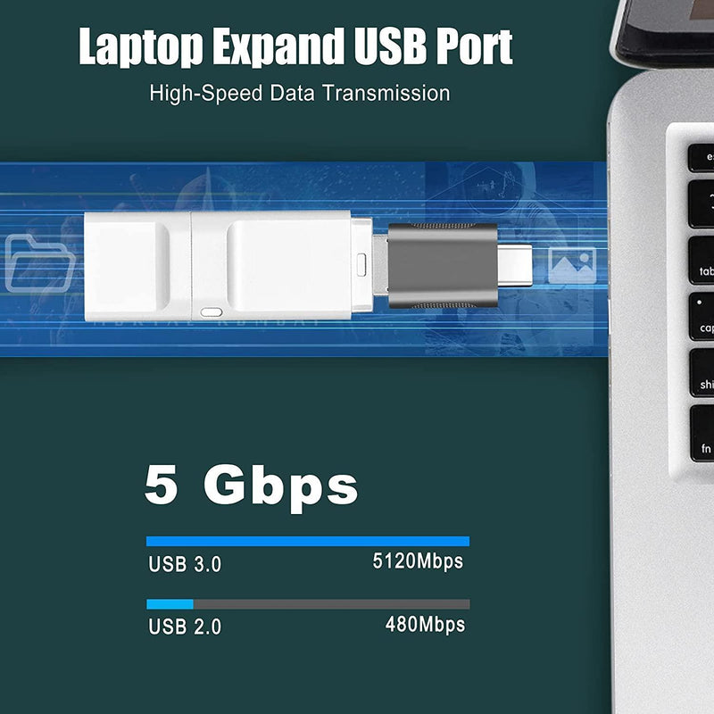 NÖRDIC USB A 3.0 OTG hona till USB C hane adapter metal svart