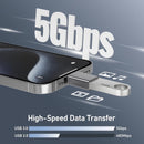 NÖRDIC USB-A 3.1 OTG hona till USB C hane adapter data synk och laddning Aluminium Space Grey