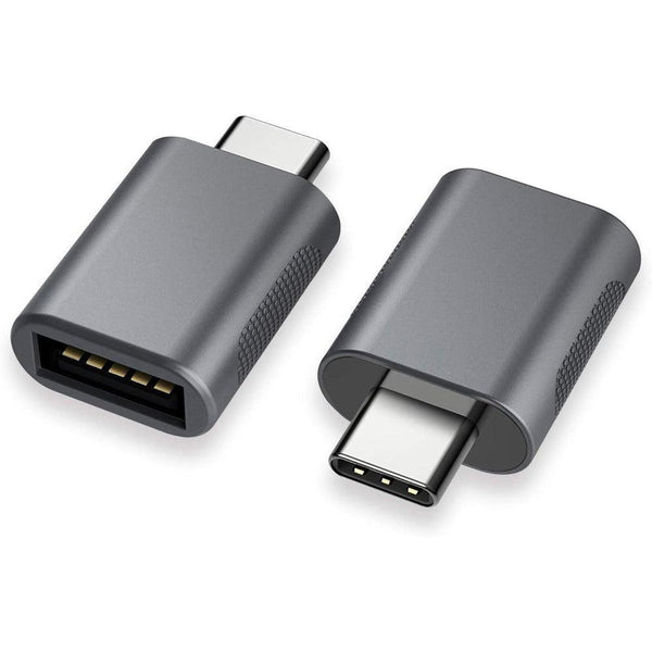 NÖRDIC USB-A 3.1 OTG hona till USB C hane adapter data synk och laddning Aluminium Space Grey