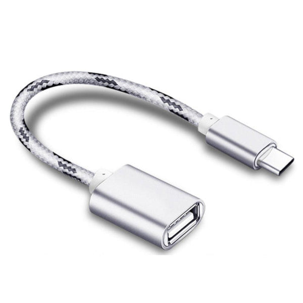 NÖRDIC USB-A OTG till USBC 3.1 Gen 1 adapter aluminium 15cm silver