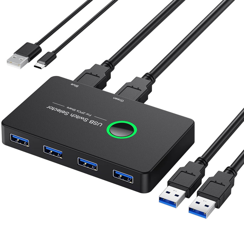 NÖRDIC USB-A Switch 2 datorer till 4 USB-A 3.1 5Gbps