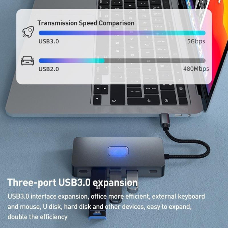 NÖRDIC USB-C 1 till 7 Dockningsstation 2xHDMI 4K30Hz, 3xUSB-A 3.1 5Gbps, 1xUSB-C 2.0 1xUSB-C PD100W