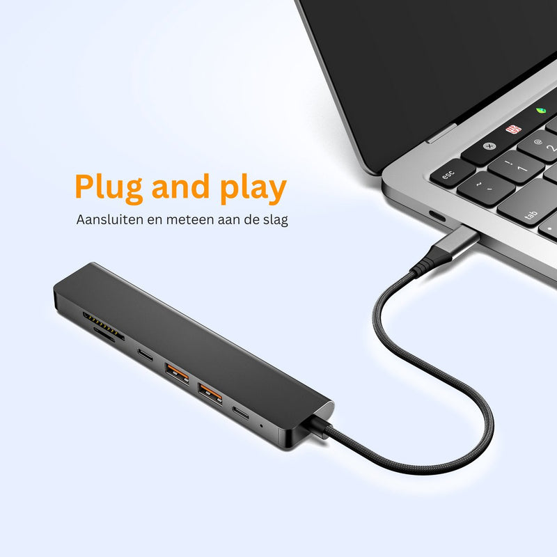 NÖRDIC USB-C 1 till 7 Dockningsstation 1xHDMI 4K60Hz 1xUSB-C PD 100W 1xUSB-C 3.2 2xUSB-A 3.2 10G 1xSD 1xMicroSD