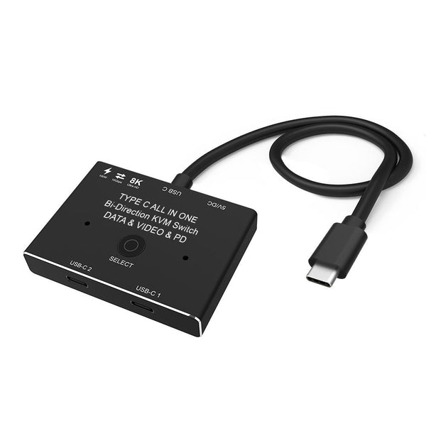 NÖRDIC USB-C 2 till 1 Switch & 1 till 2 Splitter, 8K/60Hz 4K/144Hz 100WPD 10Gbps Data+Video+PD