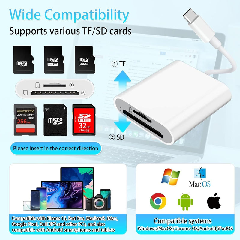 NÖRDIC USB-C Kortläsare 2 Slot SD, MicroSD UHS-I