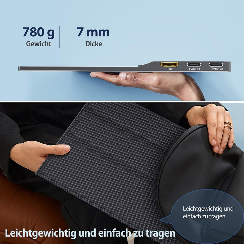 NÖRDIC USB-C & HDMI Bärbar LCD-skärm 15,6" 1920x1080p 60Hz