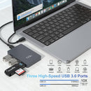 NÖRDIC USB-C Hubb 7 portar 3xUSB-C 3.2 10G 3xUSB-A 3.1 5G 1xUSB-C PD100W