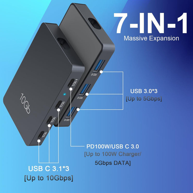 NÖRDIC USB-C Hubb 7 portar 3xUSB-C 3.2 10G 3xUSB-A 3.1 5G 1xUSB-C PD100W