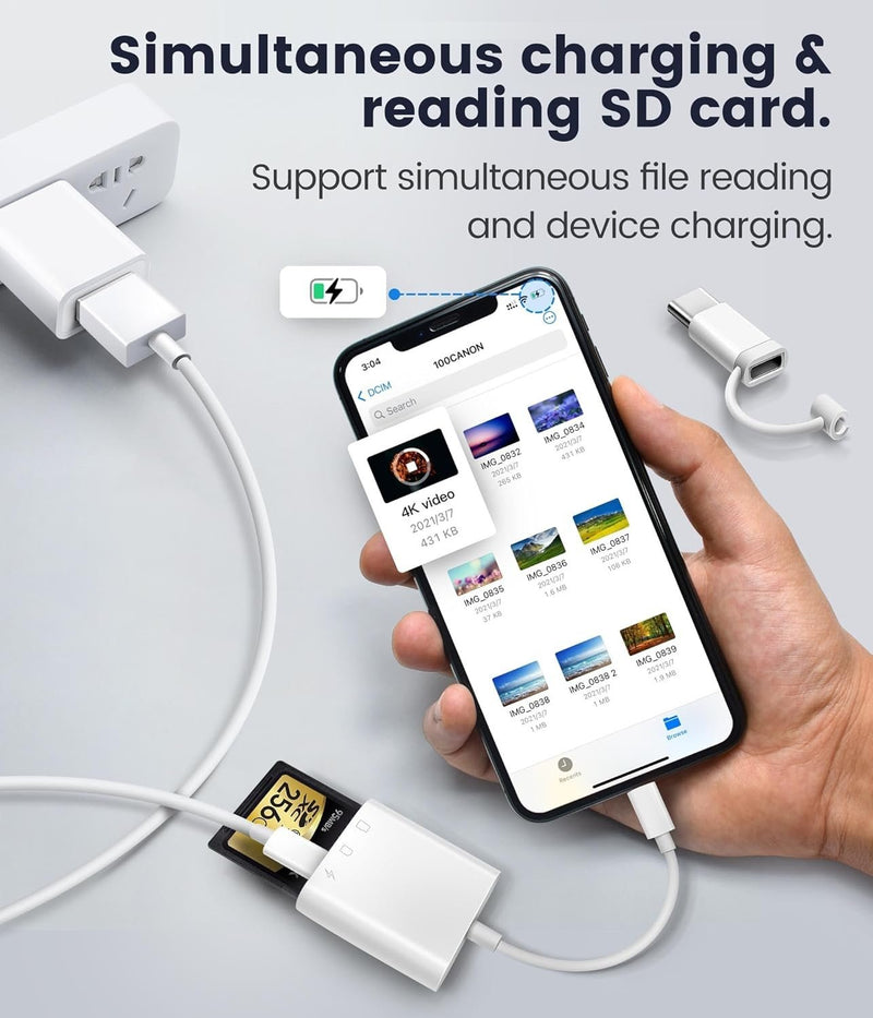 NÖRDIC USB-C+Lightning card Reader SD+MicroSD+USB-C PD30W UHS-I