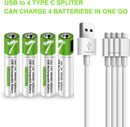 NÖRDIC USB-C Rechargeable batteries 4-pack AA