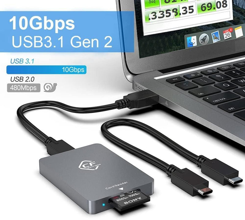 NÖRDIC USB-C/USB-A CFexpress kortläsare Typ A 10Gbps UHS-I