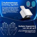 NÖRDIC USB-C Windows Hello Fingeravtrycksläsare för Windows 11/10, Säkerhetsenhet för inloggning på PC och bärbara datorer, Snabbt och säkert lås