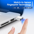 NÖRDIC USB-C Windows Hello Fingeravtrycksläsare för Windows 11/10, Säkerhetsenhet för inloggning på PC och bärbara datorer, Snabbt och säkert lås