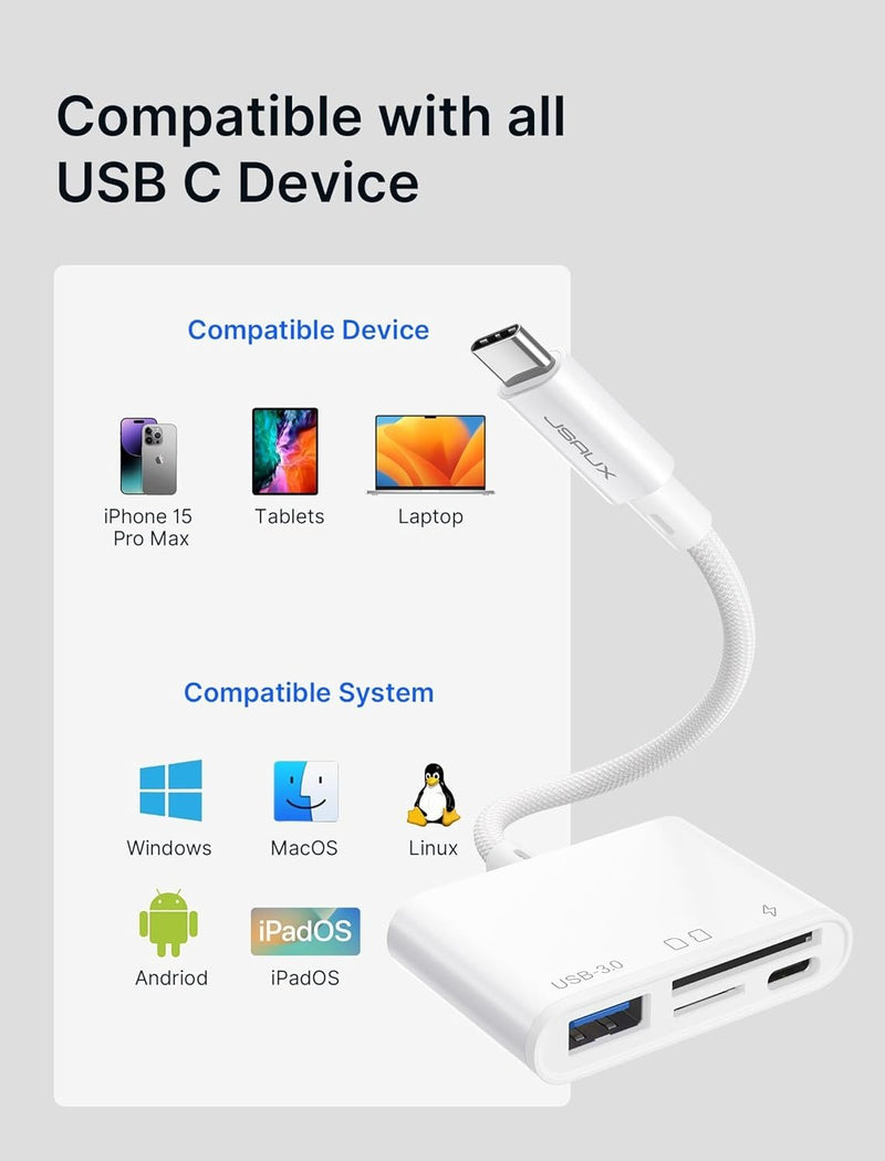 NÖRDIC USB-C card Reader SD, MicroSD, USB-A, USB-C UHS-I