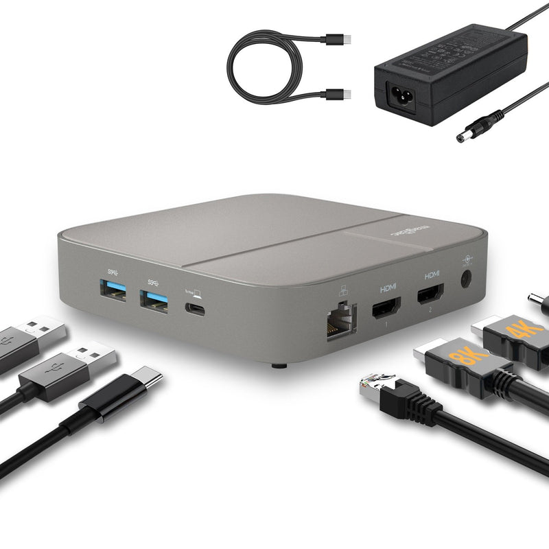 NÖRDIC USB-C dockningsstation 1 till 10 1x8K30Hz HDMI 1x4K60Hz HDMI 1xUSBC PD 100W 1xUSB-C 5Gbps 3xUSB-A 5Gbps 1xSD 1xMicroSD 1x3.5mm audio