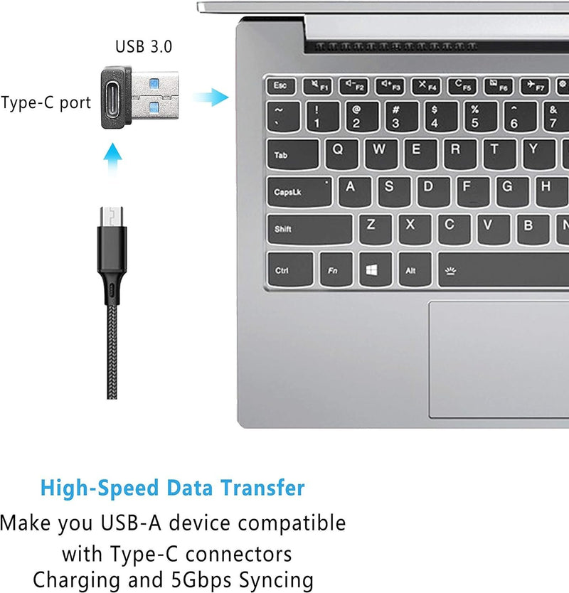 NÖRDIC USB-C hona till USB-A hane vinklad adapter 90 grader