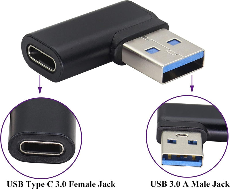 NÖRDIC USB-C hona till USB-A hane vinklad adapter 90 grader