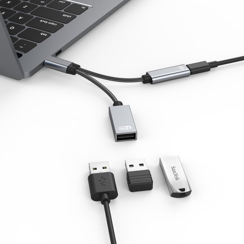 NÖRDIC USB-C hub 2 portar 1x USB-A 2.0 1x USB-C PD 3.0 60W