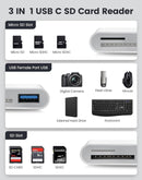 NÖRDIC USB-C kortläsare UHS-I SD/Micros SD USB-A 3.0