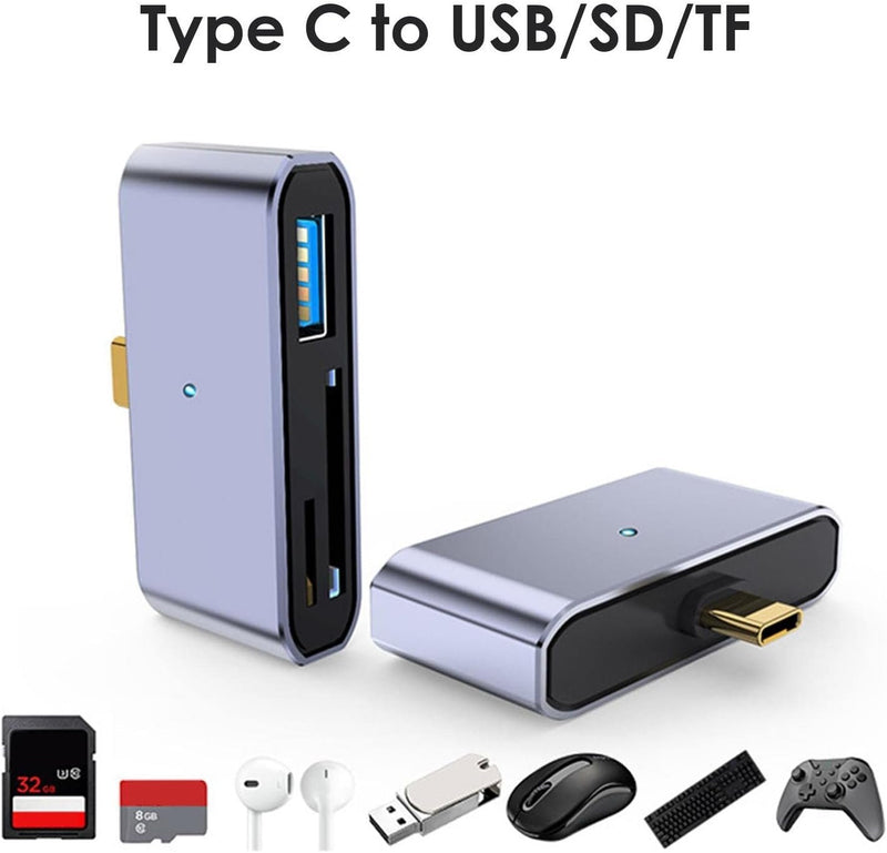 NÖRDIC USB-C Kortläsare 2 Slot SD och MicroSD UHS-I + USB-A 3.1