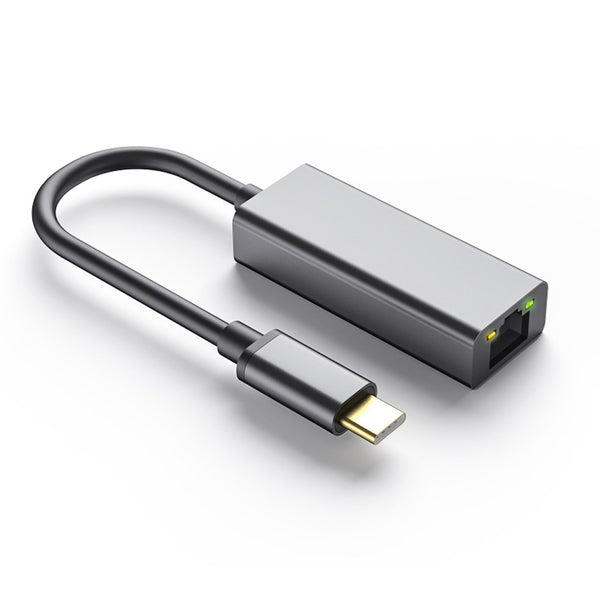 NÖRDIC USB-C till Giga Ethernet nätverksadapter 17cm Space Grey aluminium med ASIX AX88179