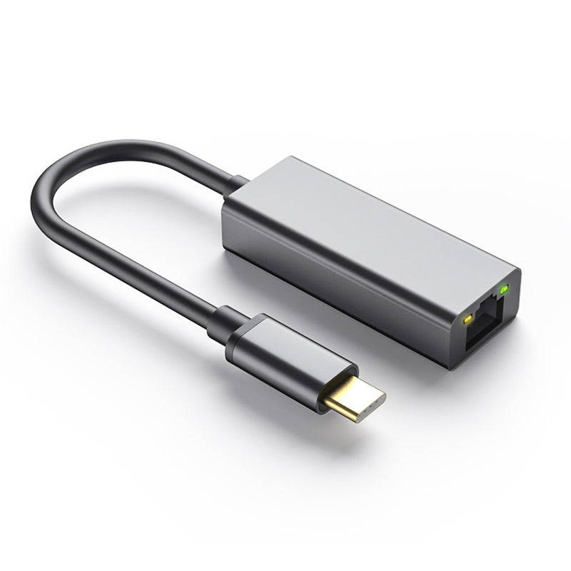 NÖRDIC USB-C till Giga Ethernet nätverksadapter 17cm Space Grey aluminium med ASIX AX88179