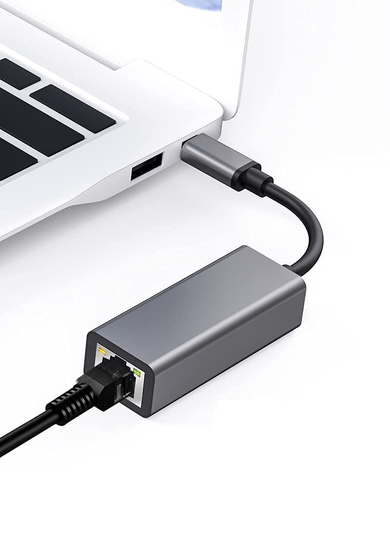 NÖRDIC USB-C till Giga Ethernet nätverksadapter 17cm Space Grey aluminium med ASIX AX88179