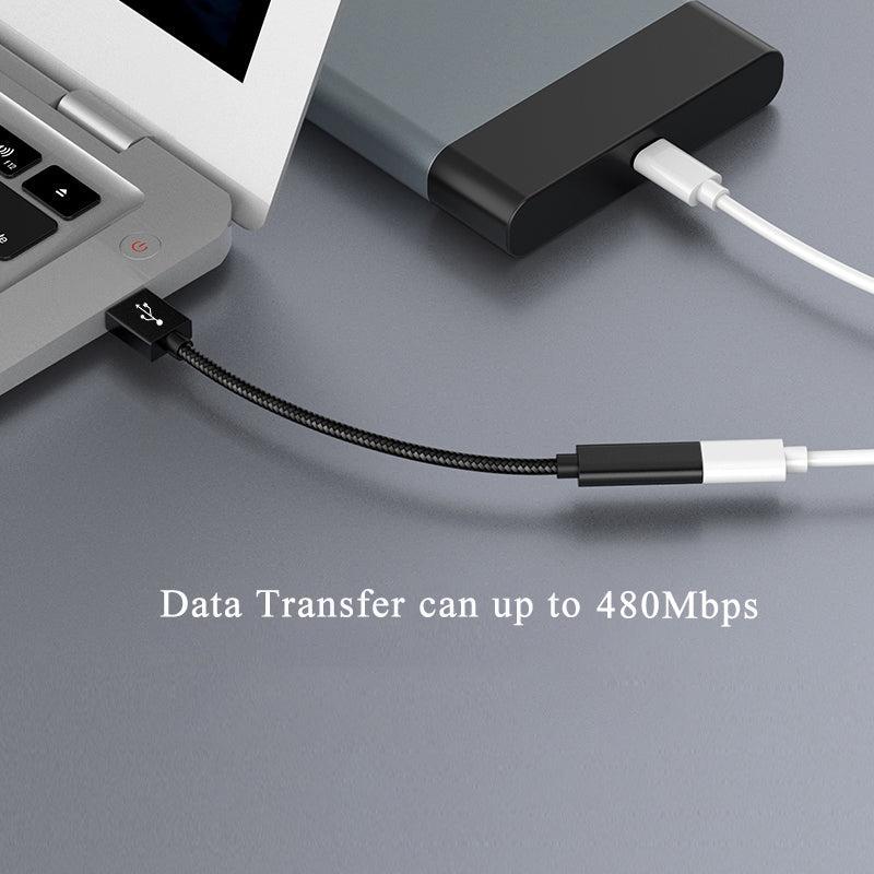 NÖRDIC USB C till OTG USB A adapter metal svart 15cm