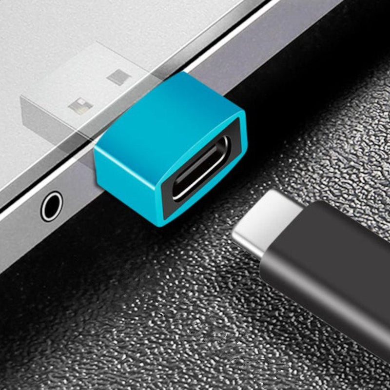 NÖRDIC USB C till OTG USB A mini adapter metal blå