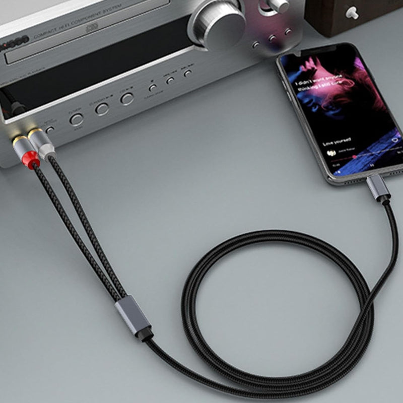 NÖRDIC USB-C till RCA ljudkabel 2m