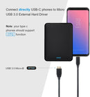 NÖRDIC USB C till USB Micro B kabel 3m, 3.2 Gen 1 för extern hårddisk