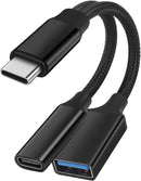 NÖRDIC USB-C till USB-A och USB-C PD60W laddadapter 13 cm